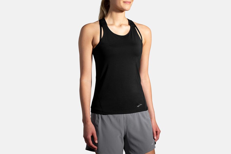 Womens Brooks Pick-Up Tank Tops Black | Clothing 9127-VDGWB